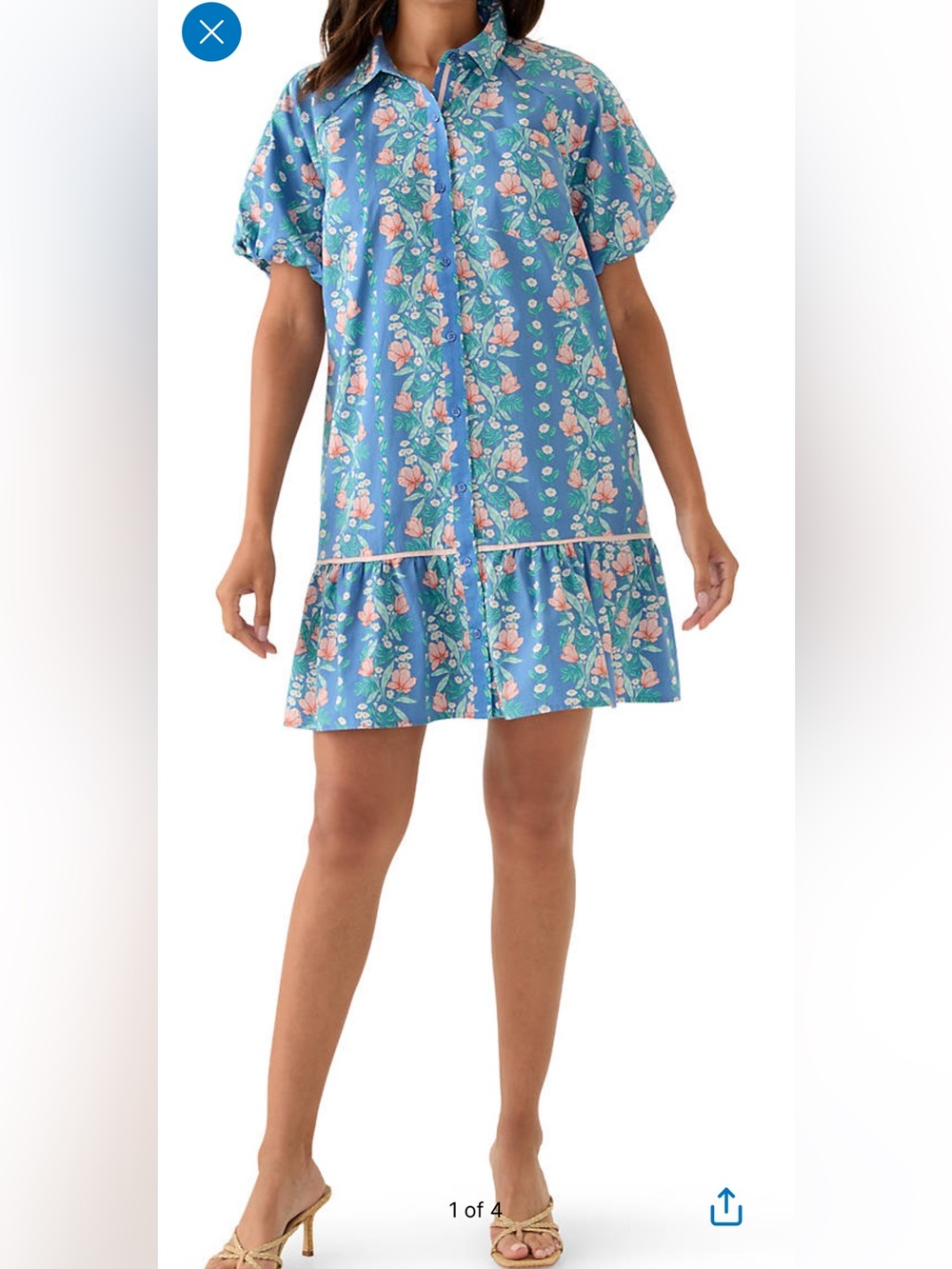 crown & ivy Navy Blue Floral Ruffle Hem Dress